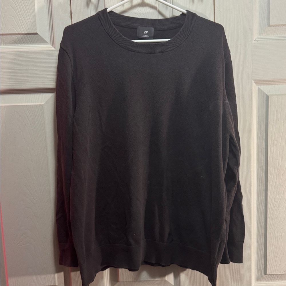 H&M brown slim fit Crewneck Pullover